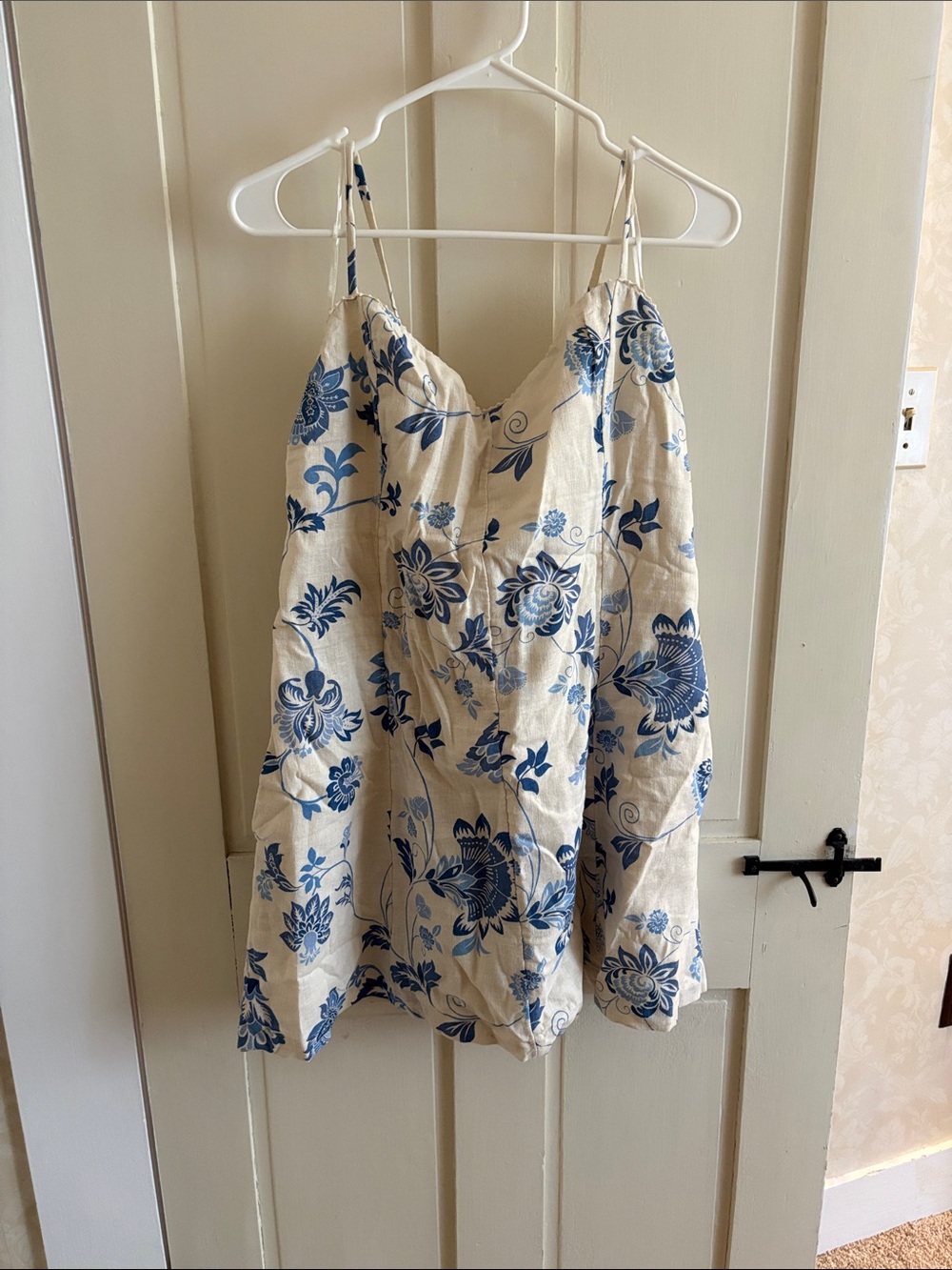 Abercrombie & Fitch Cream Mini Dress with Blue Floral Print